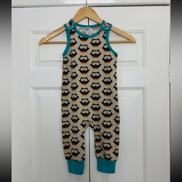 Maxomorra Scandi Organic Owl Dungarees Size 80 Age 9 12 Months - Picture 2 of 8